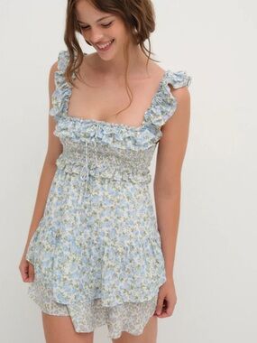 light denim mini dress Nola Ruffle Strap Mini Dress Light Denim